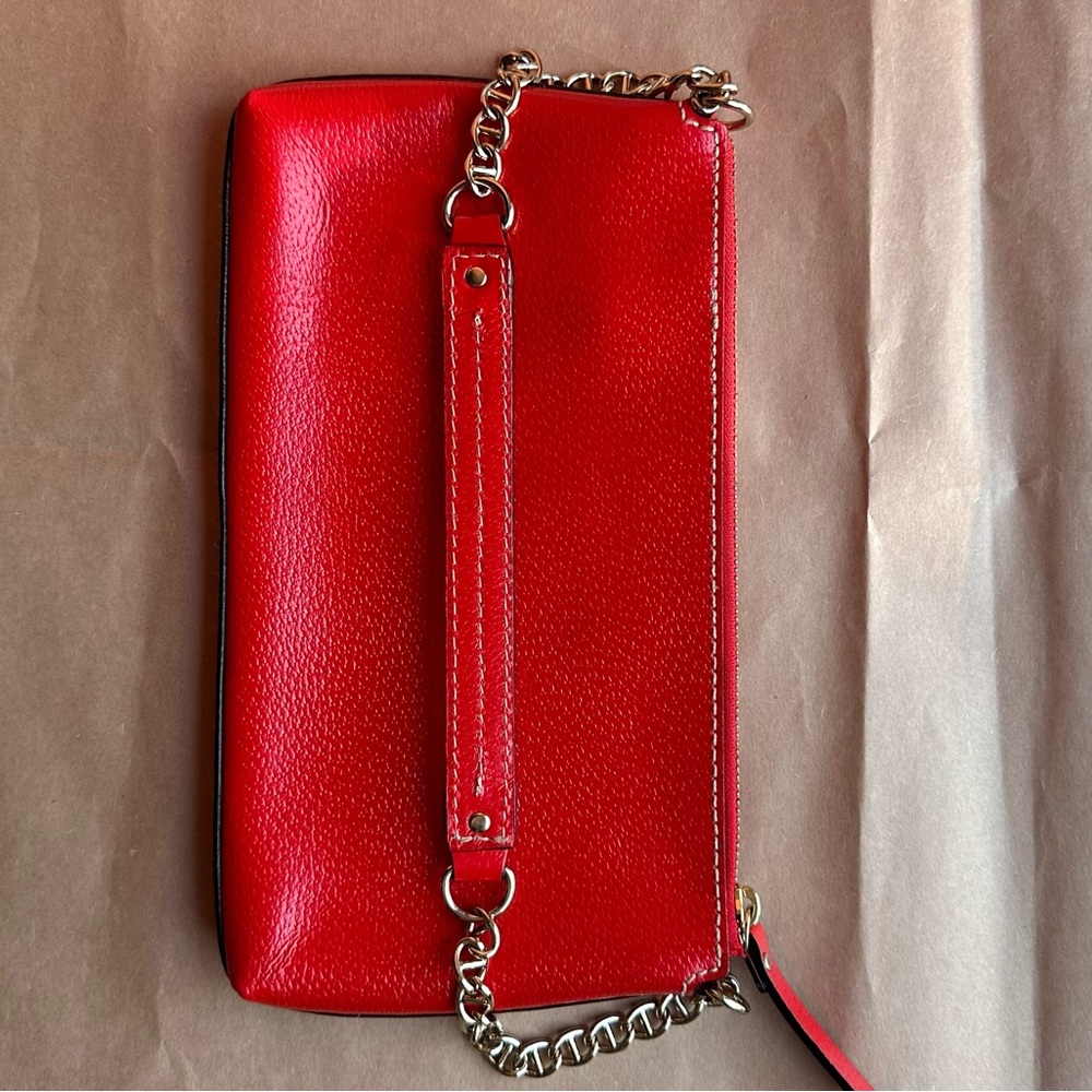 NEW kate spade Red Leather Chain Strap purse baddie designer date night upscale - Picture 6 of 7